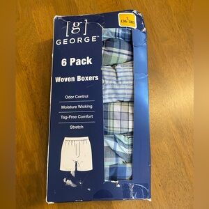 George Men's 6-Pack Woven Boxers - Blue and Green Plaids